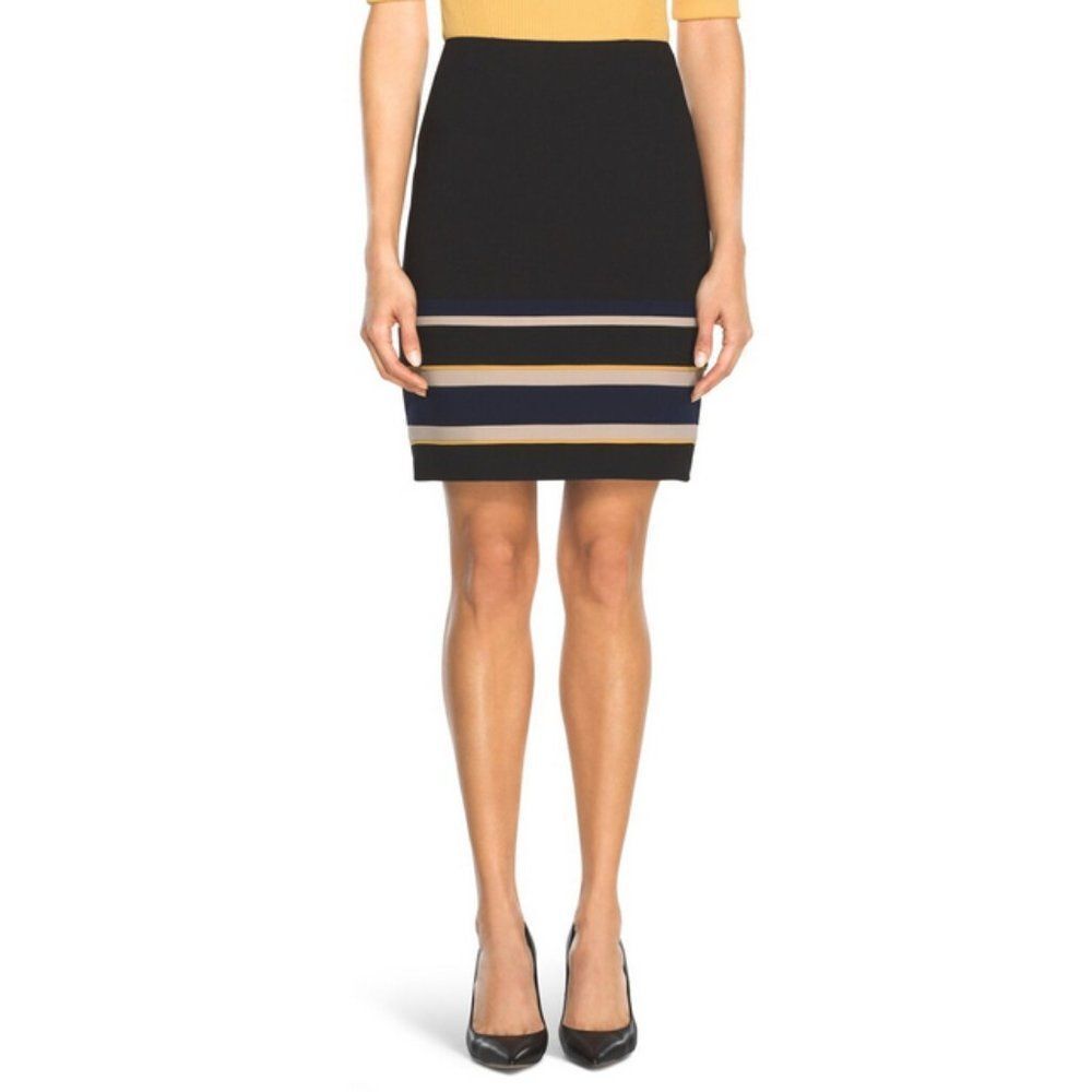 White House Black Market Colorblock Stripe Straight Skirt